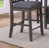 Set of 2pc High Chairs Dining Room Furniture Gray Solid wood Counter Height Chairs Upholstered Cushioned Open Square Design Back