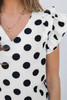 Halo Polka Dot Ruffled Sleeve V Neck Blouse