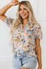 Milena Split V Neck Puff Sleeve Flower Print Blouse