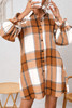 Elise Plaid Pattern Collared Neck Ruffled Sleeve Shirt Dress