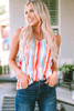 Elodie Striped V Neck Ruffle Straps Tank Top