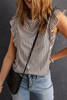 Sofia Crew Neck Ruffled Striped Tank Top