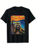 Terrified Raccoon Print Men'S Fashionable Summer Short Sleeve Sports T-shirt, Comfortable And Versatile