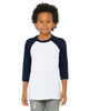 Youth 3/4-Sleeve Baseball T-Shirt - WHITE/ BLACK - M