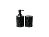Two Piece Black Glass Bling Bathroom Accessory Set