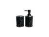Two Piece Black Glass Bling Bathroom Accessory Set