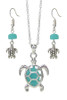 FLOATING SEA GLASS PENDANT NECKLACE SET - TURTLE