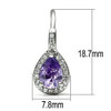 3W100 - Rhodium Brass Earrings with AAA Grade CZ  in Amethyst