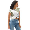 Womens Stretch Fit Crop Tee T-shirt - Brown Green Grey Geometric Hexagon Print
