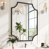 30"X40" Large Black Bathroom Mirror for Wall, Gold Scalloped Vanity Mirror Bevelled Framed Decorative Mirror for Master Bath Half Bath Entrance Hallway Fireplace Bedroom Living Room
