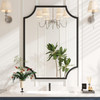 30"X40" Large Black Bathroom Mirror for Wall, Gold Scalloped Vanity Mirror Bevelled Framed Decorative Mirror for Master Bath Half Bath Entrance Hallway Fireplace Bedroom Living Room