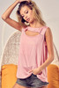 BiBi Rayon Span Knit With Cut Out Front Sleeveless Top