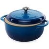 6 Quart Large Blue Enamel Cast-Iron Dutch Oven Kitchen Cookware