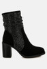 Chinar Rhinestone Studded Slouchy Ankle Boots