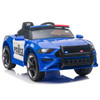 LED 12V Kids Ride on Remote Control Patrol Battery Operated Sports Car with Siren and 2.4 GHZ Microphone Blue