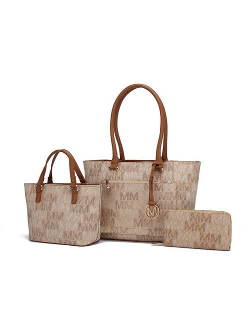 MKF Collection Lady II M Signature Large Tote, Small Tote & Wallet Set, Stylish Womens Handbag M Design by Mia K