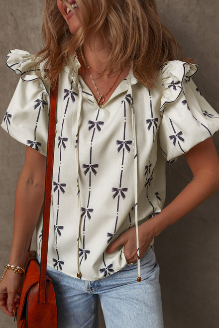 Maisie Bow Bubble Sleeve Blouse