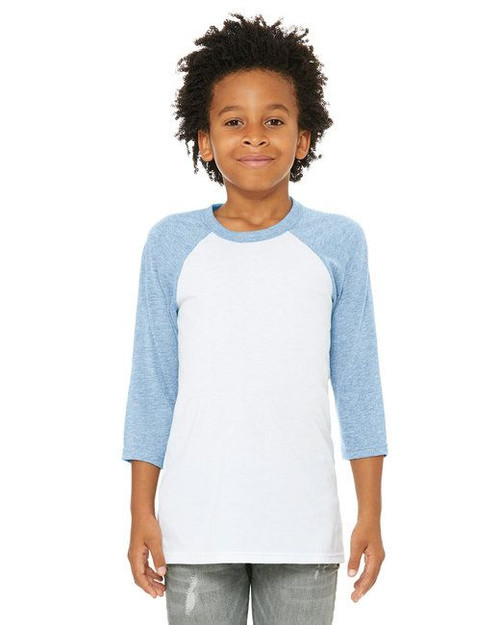 Youth 3/4-Sleeve Baseball T-Shirt - WHITE/ BLACK - M