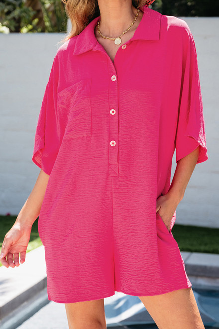 Nyomi Half Button Collared Loose Romper.