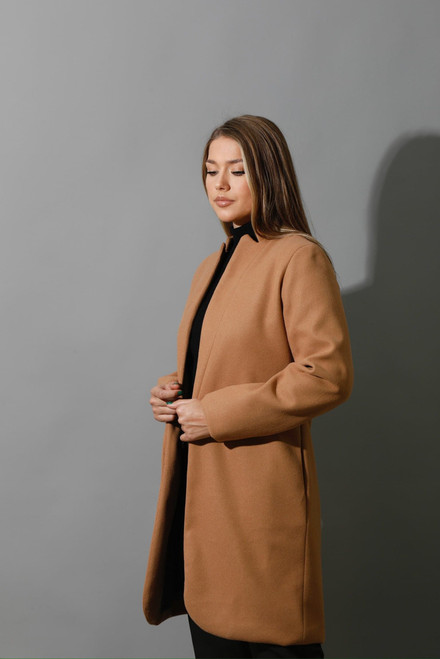 Woolen Short Coat - Camel