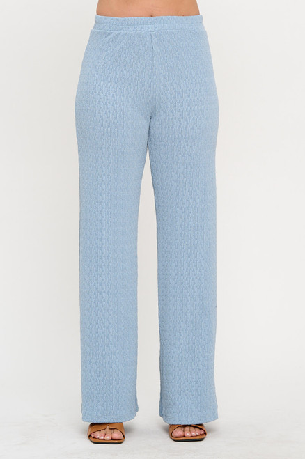 Textured Wide Leg Pants with Elastic Waistband