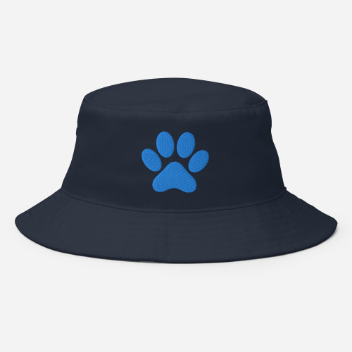 Blue Dog Paw Print Silhouette Bucket Hat