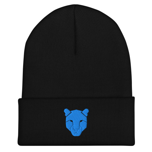 Geometric Blue Leopard Silhouette Beanie Hat
