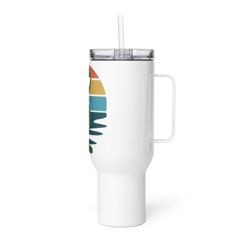 Retro Sunset Alien Silhouette Travel Mug with Handle