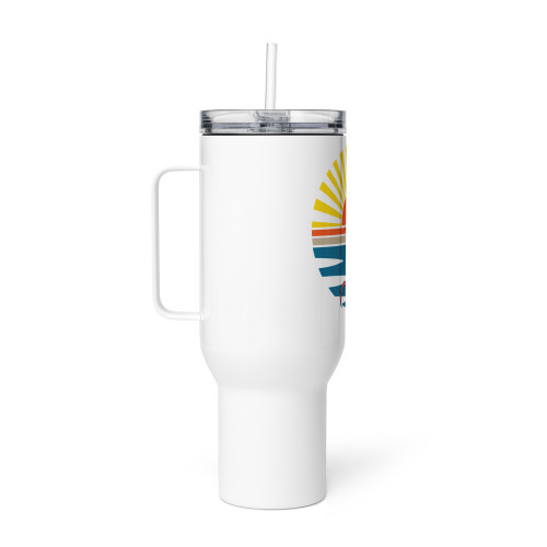Vibrant Retro Sunset Mouse Travel Mug with Handle