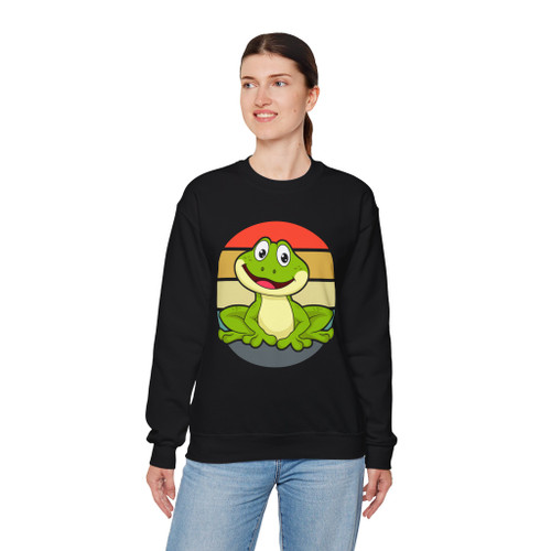 Cute Frog Retro Sunset Crewneck Sweatshirt