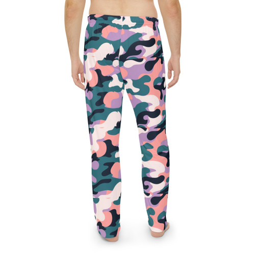 Pink Teal Camo Pajama Pants — Men's All-Over-Print Lounge Sleepwear