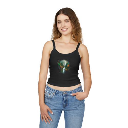 Women's Tank Top — Double Exposure Silhouette with Forest Landscape