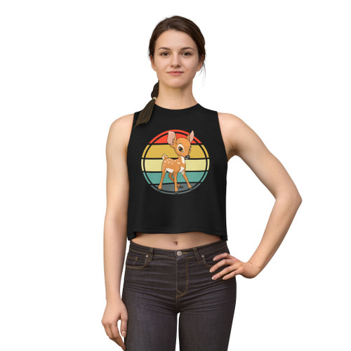 Retro Rainbow Fawn Crop Top — Cute Baby Deer Graphic Tank