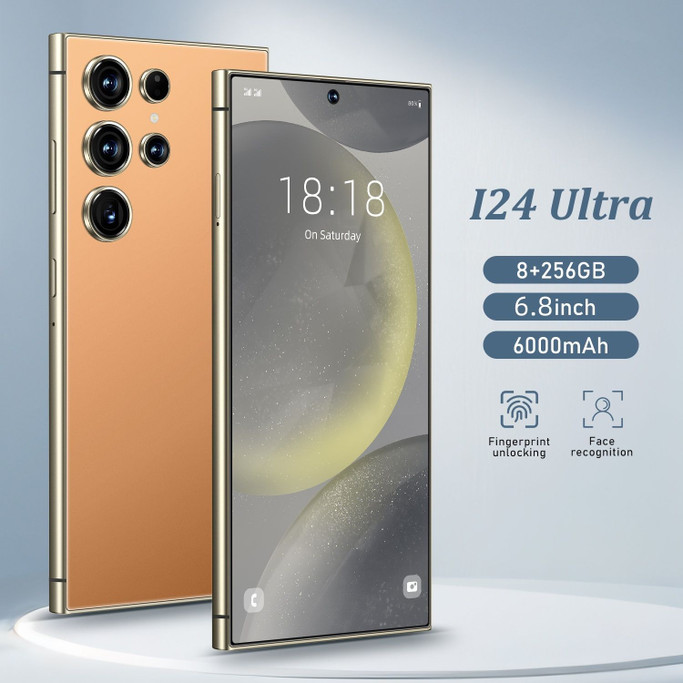 8GB+256GB I24 Ultra Android 13 Smartphone - 6.8"HD Display, 6000mAh Battery, Built-in Stylus Pen, Unlocked Cell Phone For Global Use(Orange)