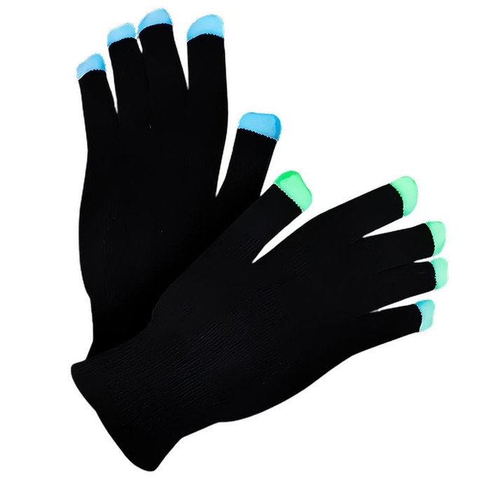 LED Black Gloves Rainbow LEDs
