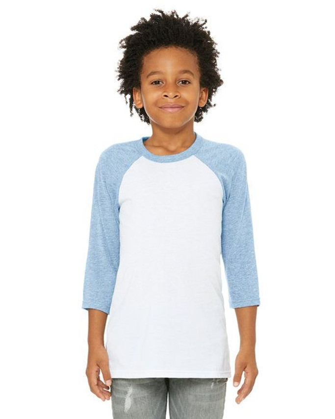 Youth 3/4-Sleeve Baseball T-Shirt - WHITE/ BLACK - M