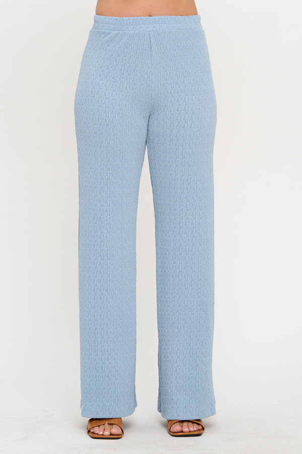 Textured Wide Leg Pants with Elastic Waistband
