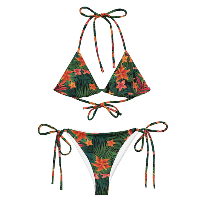 Recycled String Bikini with All-Over Print – Summer Essential
