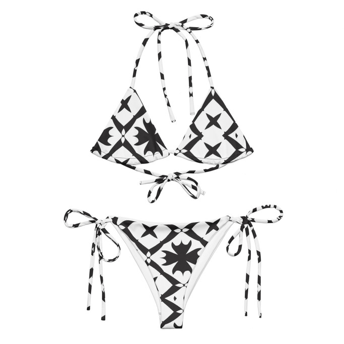 Recycled Print String Bikini – Vibrant Design for Summer