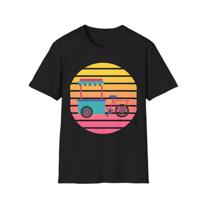 Vintage Ice Cream Bike T-Shirt — Retro Sunset Scooter Graphic Tee