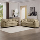 Modern Fabric Living Room Sofa Two Piece Set, Two 2-Seater Sofas with 8 Cushion Upholstery Large Deep Seat Recliner, Tan Corduroy Fabric #1