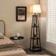 Trapezoidal Designed Floor Lamp with 3 Tiered Storage Shelf