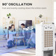HOMCOM 26" Evaporative Air Cooler with Ice Packs, 3-In-1 Ice Cooling Fan, Portable Swamp Cooler with Water Tank, Timer, 90° Oscillating, Remote, for Home Office Bedroom