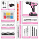Cordless Drill Kit, 20V Electric Drill with Battery and Charger Pink DIY Power Tools Rechargeable Lithium Drill Kit 20V 12V Screwdriver, Valentine's Day Gift for Your Beloved One