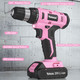 Cordless Drill Kit, 20V Electric Drill with Battery and Charger Pink DIY Power Tools Rechargeable Lithium Drill Kit 20V 12V Screwdriver, Valentine's Day Gift for Your Beloved One