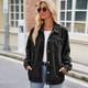 Women's denim jacket long sleeved fashionable button denim jacket with pockets #1