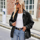 Women's denim jacket long sleeved fashionable button denim jacket with pockets #1