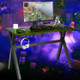 Ergonomic Gaming Desk with Mousepad and Cup Headphone Holder