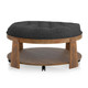 Wire-brushed Finish Natural Tone/Dark Gray 1pc Ottoman Transitional Style Deep Button Linen Like Tufted Seat Open Bottom Shelf Living Room