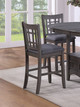 Set of 2pc High Chairs Dining Room Furniture Gray Solid wood Counter Height Chairs Upholstered Cushioned Open Square Design Back